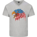American Eagle USA Flag July 4th Mens V-Neck Cotton T-Shirt Sports Grey