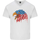American Eagle USA Flag July 4th Mens V-Neck Cotton T-Shirt White