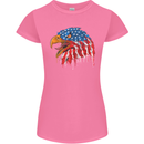 American Eagle USA Flag July 4th Womens Petite Cut T-Shirt Azalea