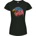 American Eagle USA Flag July 4th Womens Petite Cut T-Shirt Black