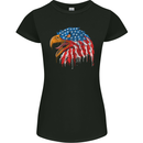 American Eagle USA Flag July 4th Womens Petite Cut T-Shirt Black