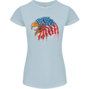 American Eagle USA Flag July 4th Womens Petite Cut T-Shirt Light Blue