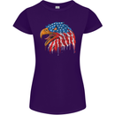 American Eagle USA Flag July 4th Womens Petite Cut T-Shirt Purple
