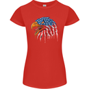 American Eagle USA Flag July 4th Womens Petite Cut T-Shirt Red