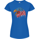 American Eagle USA Flag July 4th Womens Petite Cut T-Shirt Royal Blue