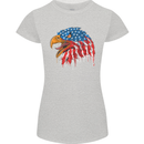 American Eagle USA Flag July 4th Womens Petite Cut T-Shirt Sports Grey