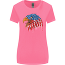 American Eagle USA Flag July 4th Womens Wider Cut T-Shirt Azalea