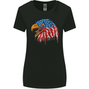 American Eagle USA Flag July 4th Womens Wider Cut T-Shirt Black