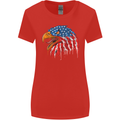 American Eagle USA Flag July 4th Womens Wider Cut T-Shirt Red