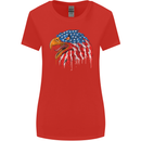 American Eagle USA Flag July 4th Womens Wider Cut T-Shirt Red
