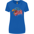 American Eagle USA Flag July 4th Womens Wider Cut T-Shirt Royal Blue