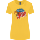 American Eagle USA Flag July 4th Womens Wider Cut T-Shirt Yellow