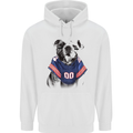 American Football Bulldog With Tattoos Childrens Kids Hoodie White