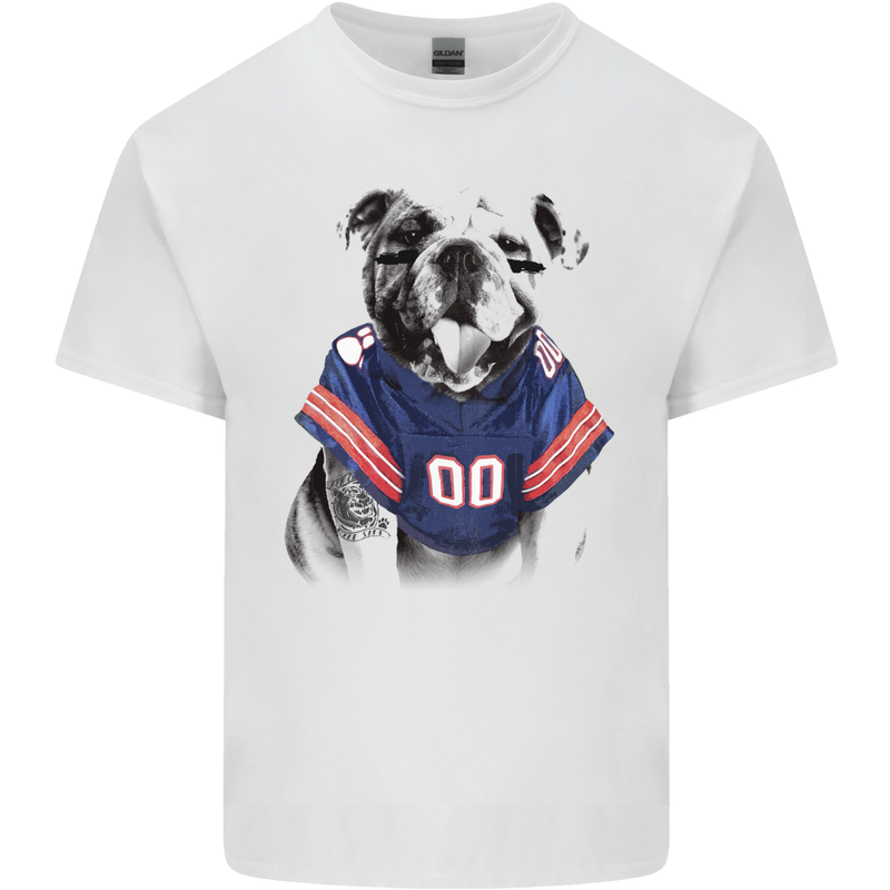 American Football Bulldog With Tattoos Kids T-Shirt Childrens White