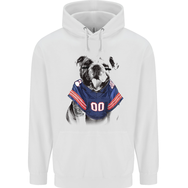 American Football Bulldog With Tattoos Mens Hoodie White