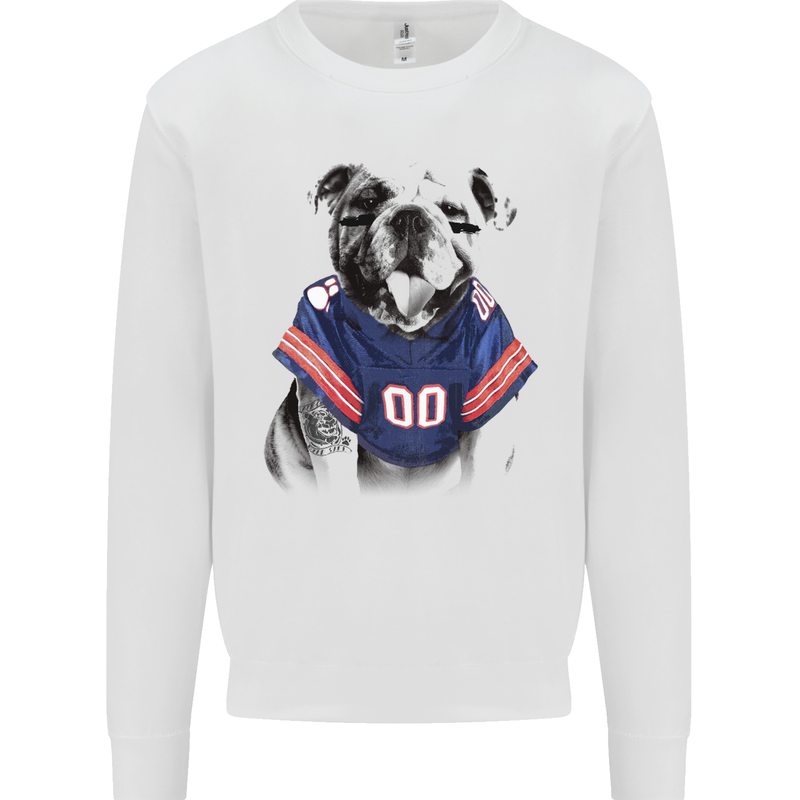 American Football Bulldog With Tattoos Mens Sweatshirt Jumper White