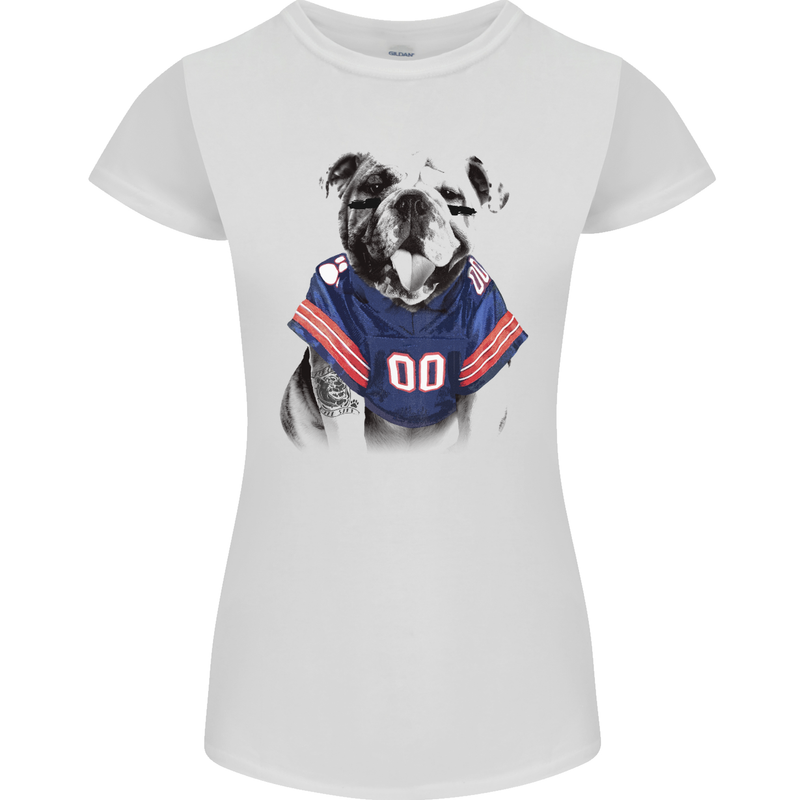 American Football Bulldog With Tattoos Womens Petite Cut T-Shirt White