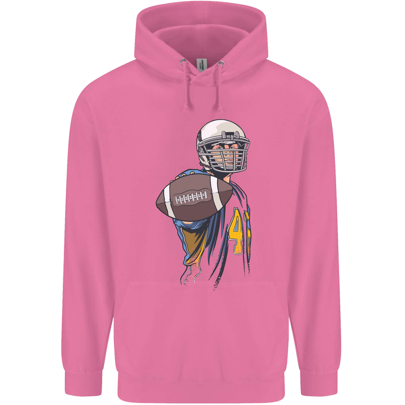 American Football Player Holding a Ball Childrens Kids Hoodie Azalea