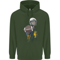 American Football Player Holding a Ball Childrens Kids Hoodie Forest Green
