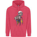 American Football Player Holding a Ball Childrens Kids Hoodie Heliconia