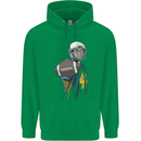 American Football Player Holding a Ball Childrens Kids Hoodie Irish Green