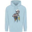 American Football Player Holding a Ball Childrens Kids Hoodie Light Blue
