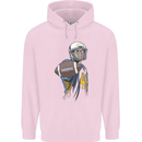 American Football Player Holding a Ball Childrens Kids Hoodie Light Pink