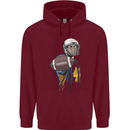 American Football Player Holding a Ball Childrens Kids Hoodie Maroon