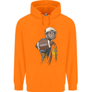 American Football Player Holding a Ball Childrens Kids Hoodie Orange