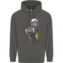 American Football Player Holding a Ball Childrens Kids Hoodie Storm Grey