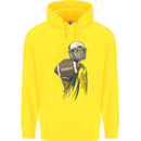 American Football Player Holding a Ball Childrens Kids Hoodie Yellow