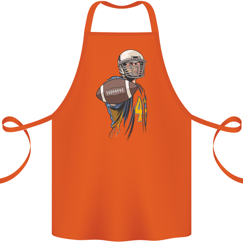 American Football Player Holding a Ball Cotton Apron 100% Organic Orange