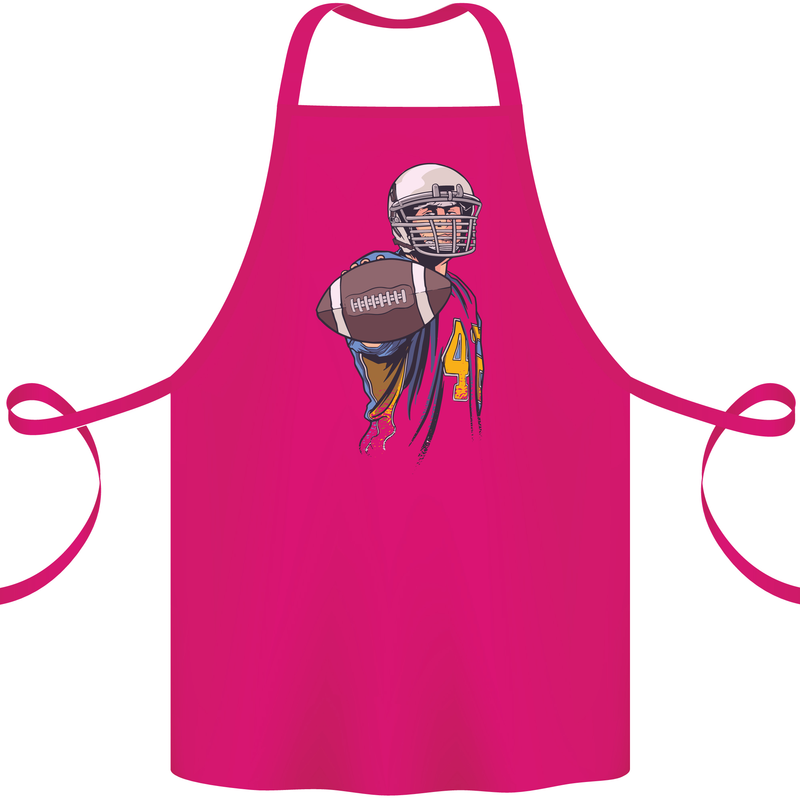 American Football Player Holding a Ball Cotton Apron 100% Organic Pink