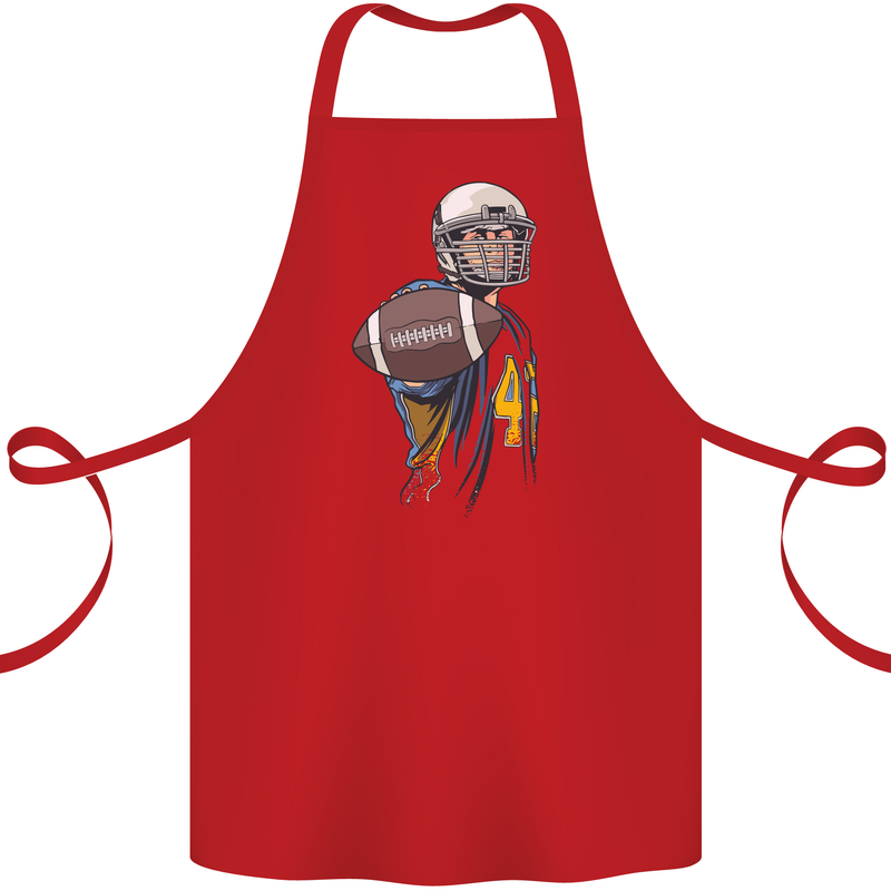 American Football Player Holding a Ball Cotton Apron 100% Organic Red