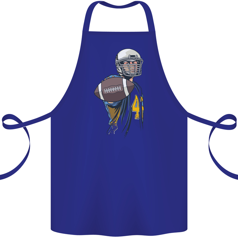 American Football Player Holding a Ball Cotton Apron 100% Organic Royal Blue