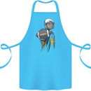 American Football Player Holding a Ball Cotton Apron 100% Organic Turquoise