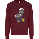 American Football Player Holding a Ball Kids Sweatshirt Jumper Maroon