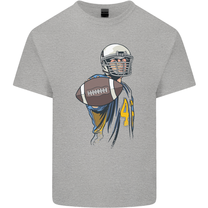 American Football Player Holding a Ball Kids T-Shirt Childrens Sports Grey