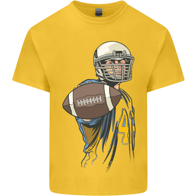 American Football Player Holding a Ball Kids T-Shirt Childrens Yellow