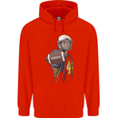 American Football Player Holding a Ball Mens 80% Cotton Hoodie Bright Red