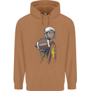 American Football Player Holding a Ball Mens 80% Cotton Hoodie Caramel Latte