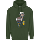 American Football Player Holding a Ball Mens 80% Cotton Hoodie Forest Green
