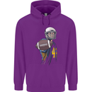 American Football Player Holding a Ball Mens 80% Cotton Hoodie Purple