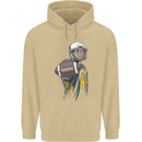 American Football Player Holding a Ball Mens 80% Cotton Hoodie Sand