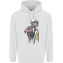 American Football Player Holding a Ball Mens 80% Cotton Hoodie White