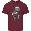 American Football Player Holding a Ball Mens Cotton T-Shirt Tee Top Maroon