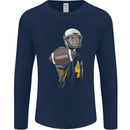 American Football Player Holding a Ball Mens Long Sleeve T-Shirt Navy Blue