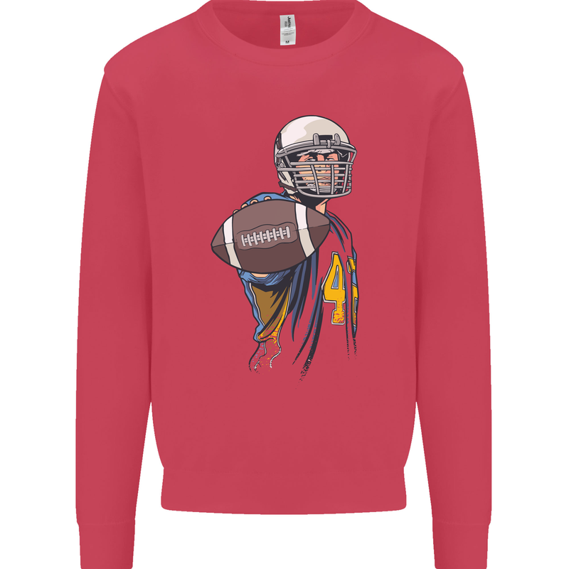 American Football Player Holding a Ball Mens Sweatshirt Jumper Heliconia