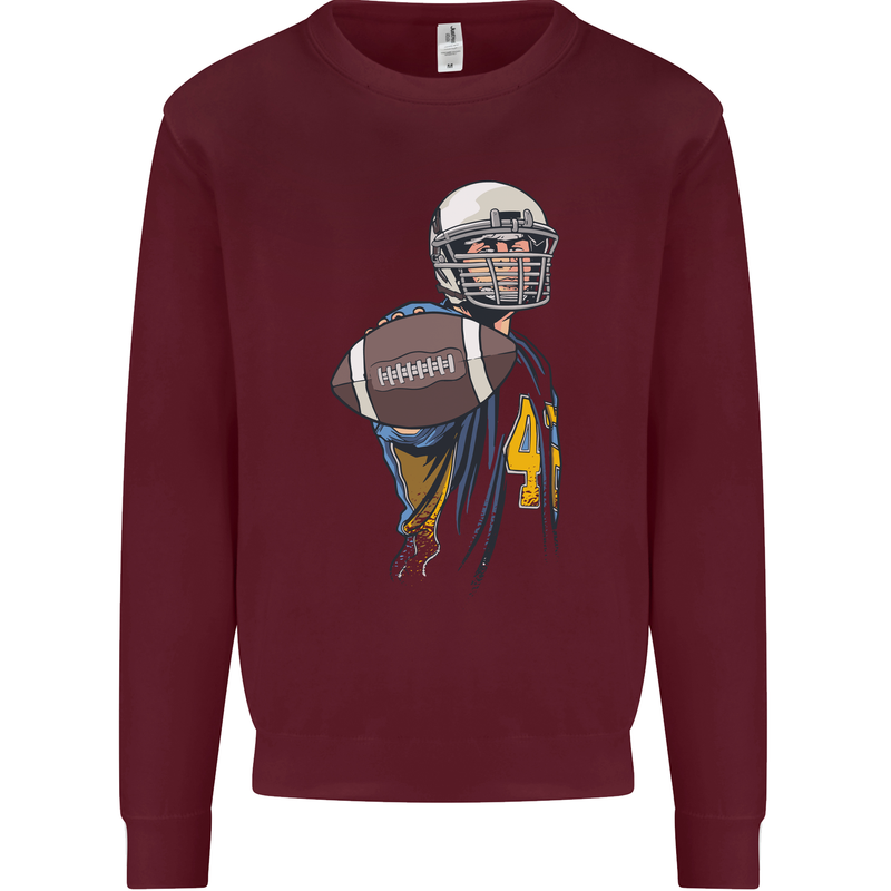 American Football Player Holding a Ball Mens Sweatshirt Jumper Maroon