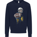 American Football Player Holding a Ball Mens Sweatshirt Jumper Navy Blue